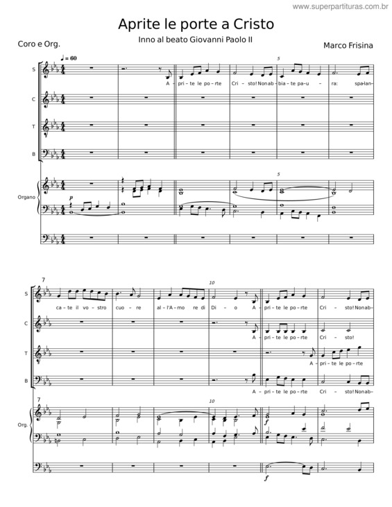 Partitura da música Aprite Le Porte A Cristo – Marco Frisina v.3
