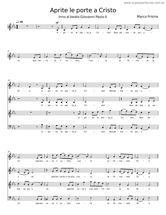 Partitura da música Aprite Le Porte A Cristo – Marco Frisina v.4