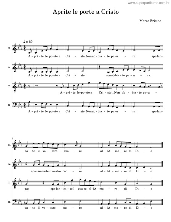 Partitura da música Aprite Le Porte A Cristo – Marco Frisina v.5