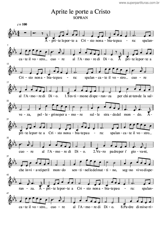 Partitura da música Aprite Le Porte A Cristo – Sopran