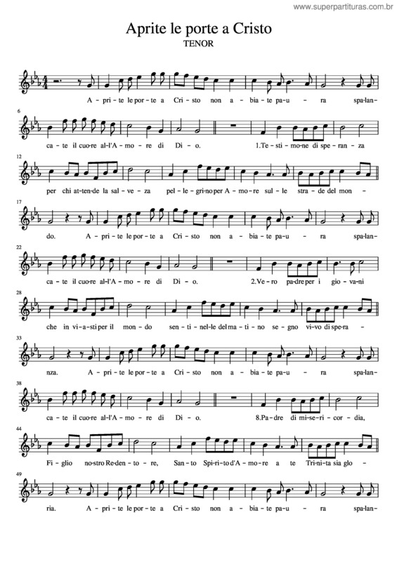Partitura da música Aprite Le Porte A Cristo – Tenor