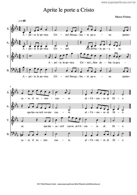 Partitura da música Aprite Le Porte A Cristo