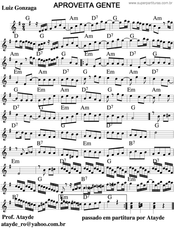 Partitura da música Aproveita Gente v.2