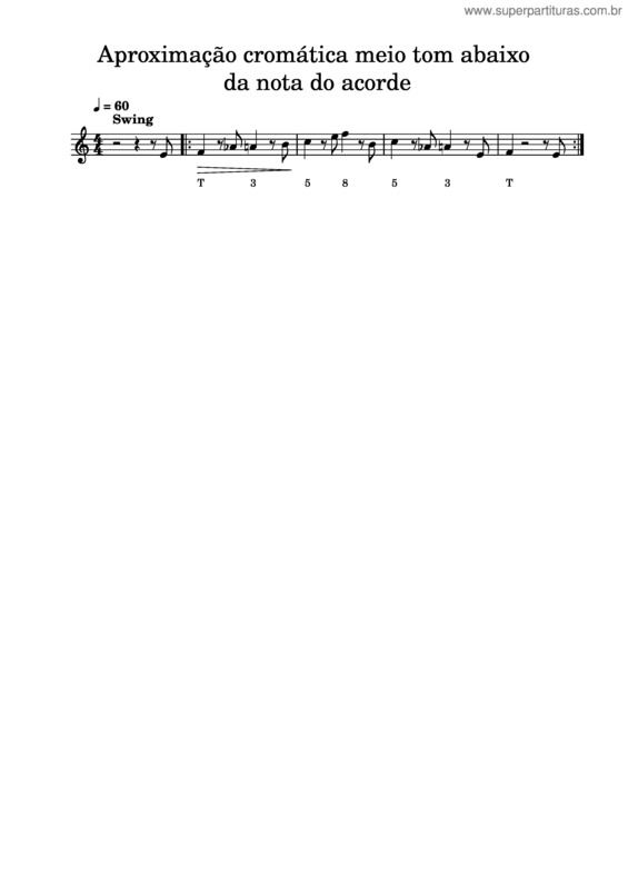 Partitura da música Aproximação Cromática Meio Tom Abaixo Das Notas  Do Acorde Maior