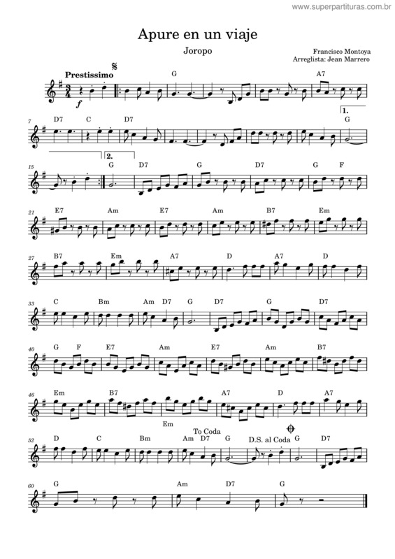 Partitura da música Apure En Un Viaje – Jesus Sevillano Apure En Un Viaje