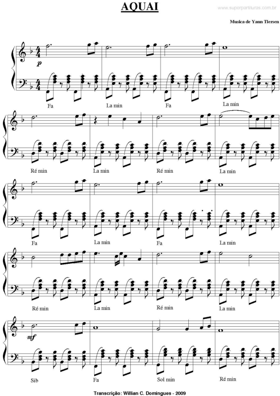 Partitura da música Aquai