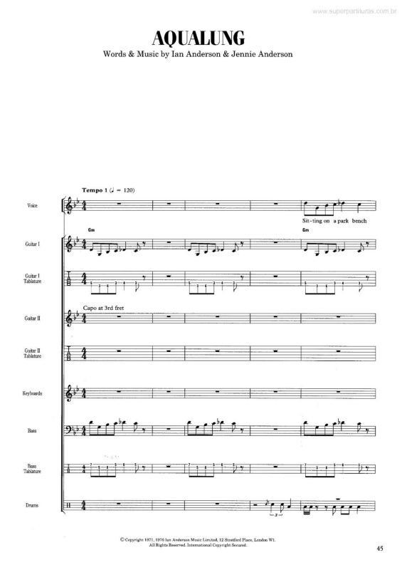 Partitura da música Aqualung v.2