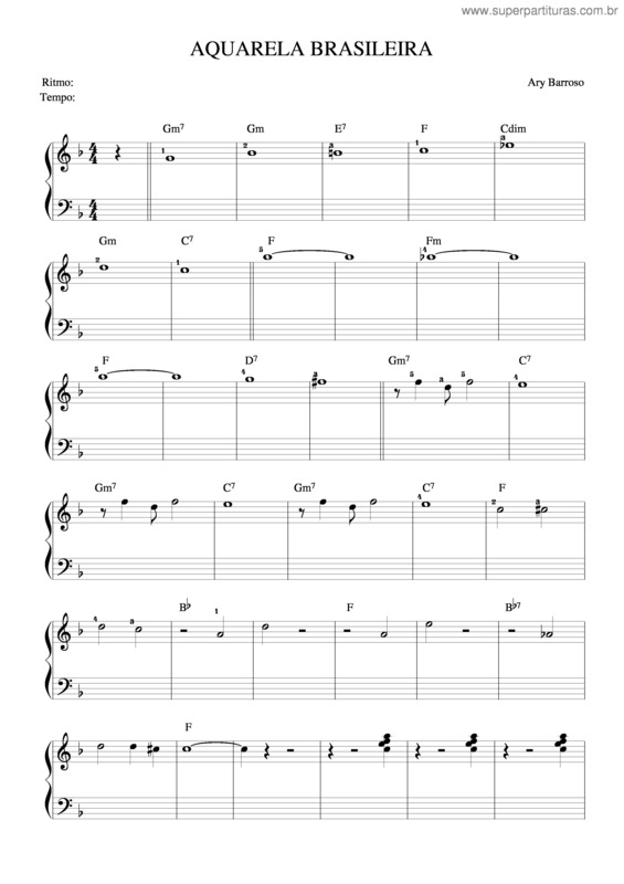 Partitura da música Aquarela Brasileira v.2