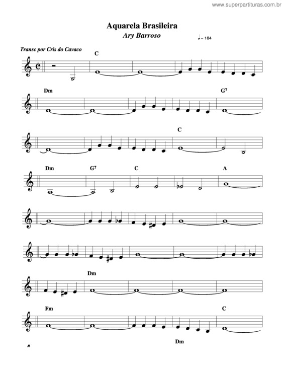 Partitura da música Aquarela Brasileira v.3