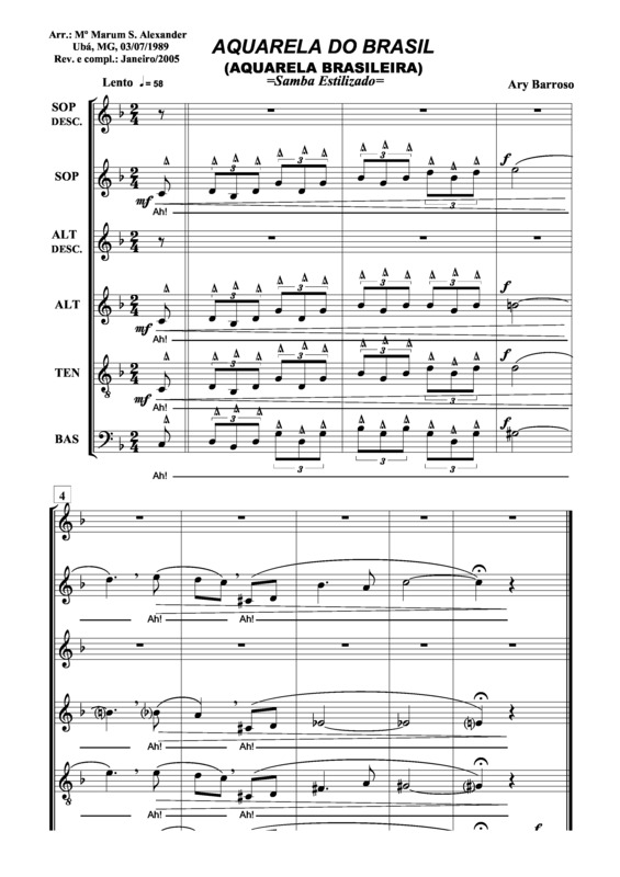 Partitura da música Aquarela do Brasil v.16