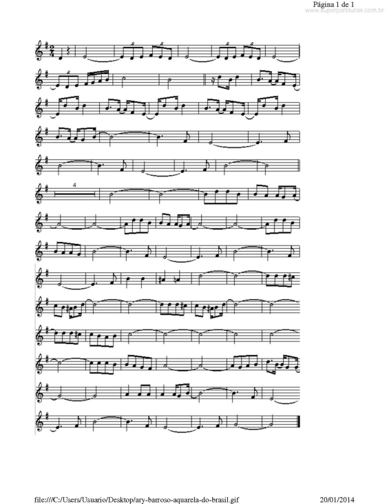 Partitura da música Aquarela do Brasil v.2