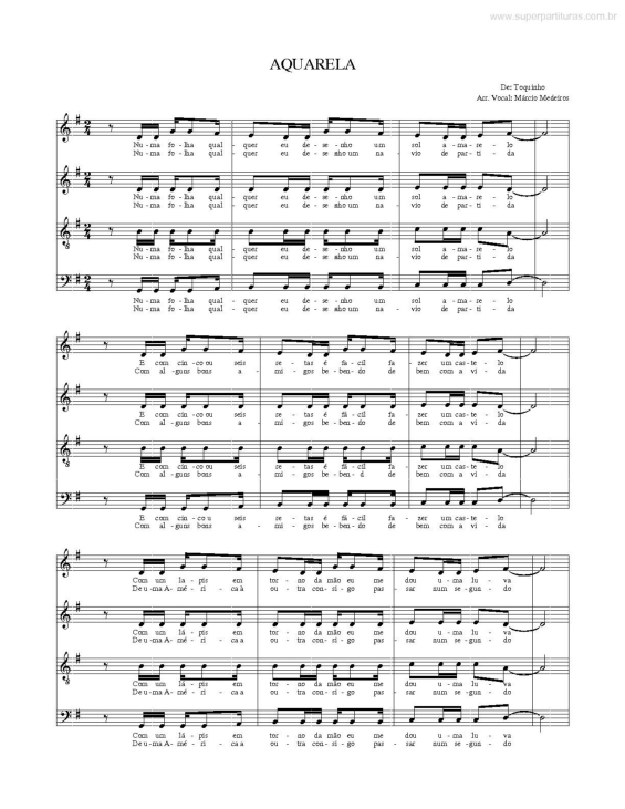 Partitura da música Aquarela v.3