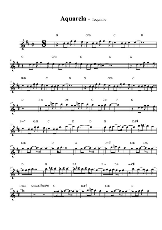 Partitura da música Aquarela v.8