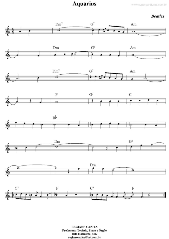 Partitura da música Aquarius