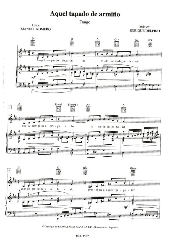 Partitura da música Aquel Tapado de Armiño