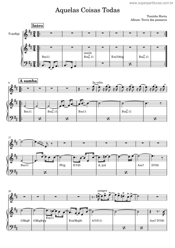 Partitura da música Aquelas Coisas Todas – Toninho Horta