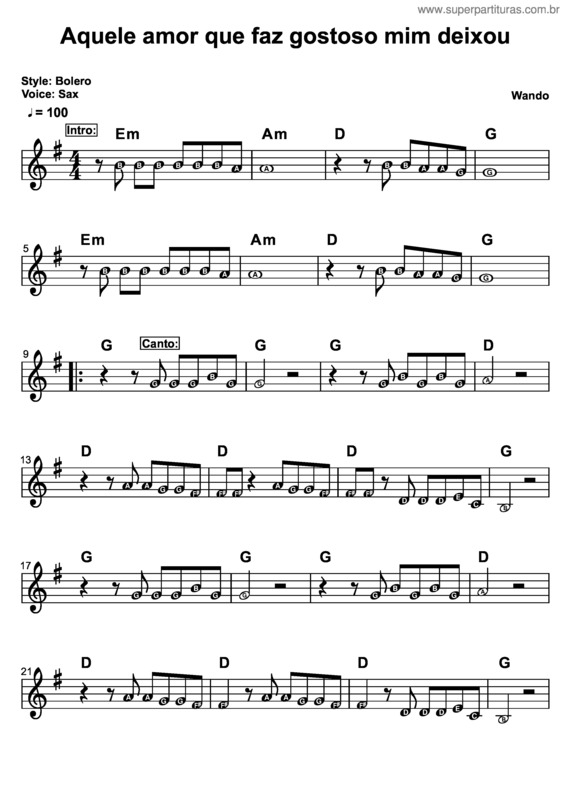 Partitura da música Aquele Amor Que Faz Gostoso Mim Deixou