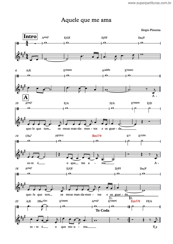 Partitura da música Aquele Que Me Ama v.3