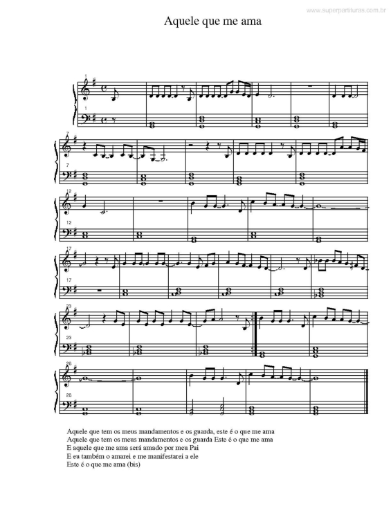 Partitura da música Aquele que me Ama