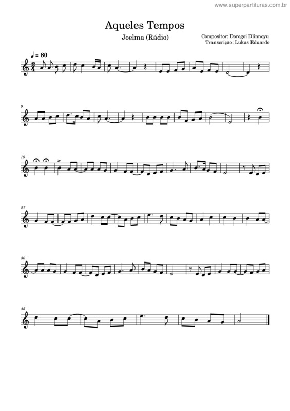 Partitura da música Aqueles Tempos