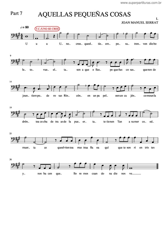 Partitura da música Aquellas Pequeñas Cosas v.3