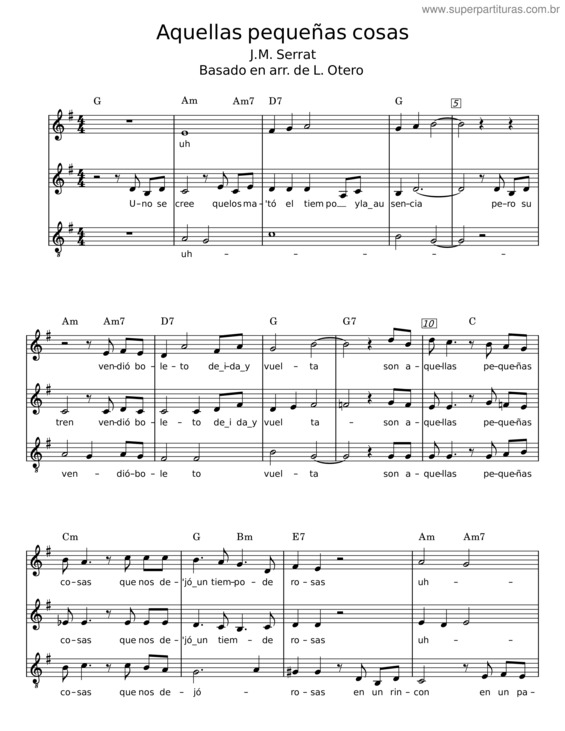 Partitura da música Aquellas Pequeñas Cosas v.4