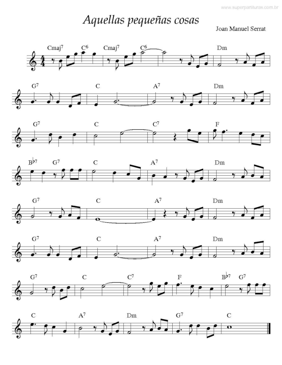 Partitura da música Aquellas Pequeñas Cosas