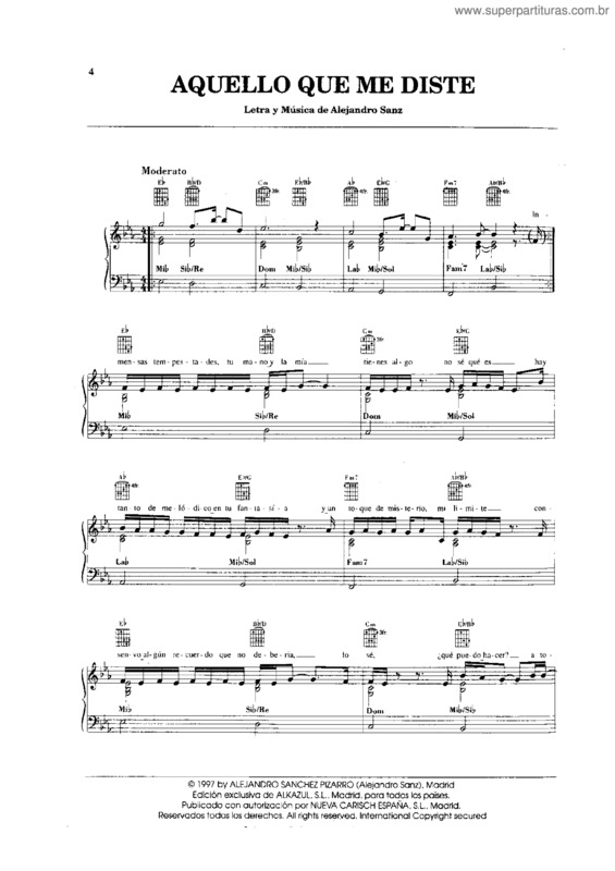 Partitura da música Aquello Que Me Diste v.2