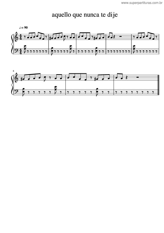 Partitura da música Aquello Que Nunca Te Dije