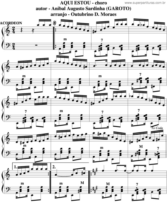 Partitura da música Aqui Estou v.4