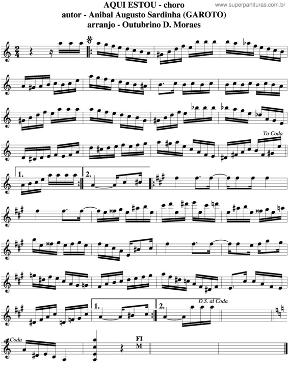 Partitura da música Aqui Estou v.5