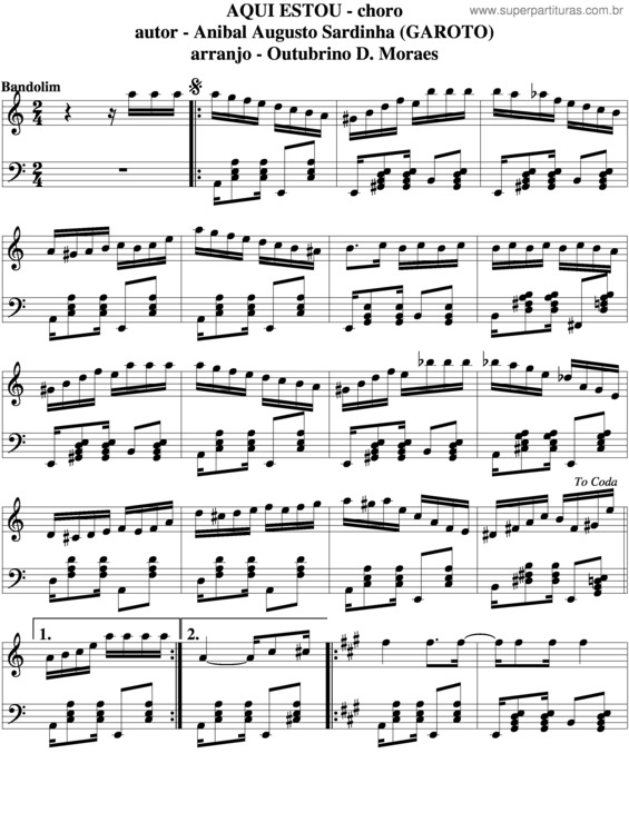 Partitura da música Aqui Estou v.6