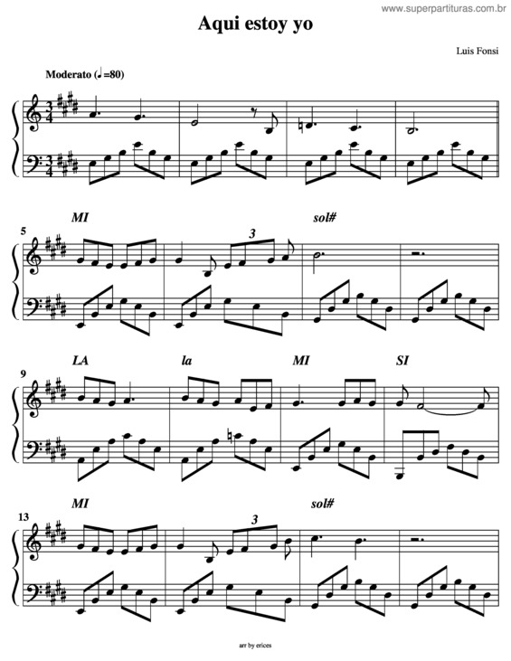 Partitura da música Aquí Estoy Yo