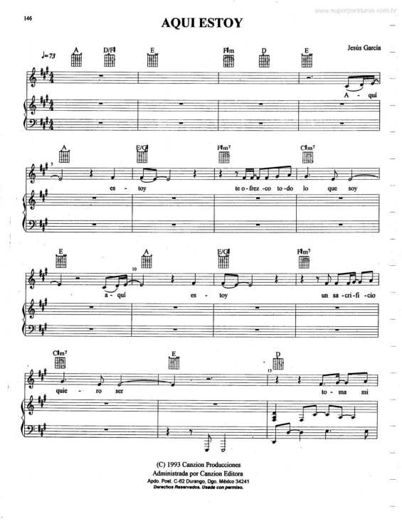 Partitura da música Aqui Estoy