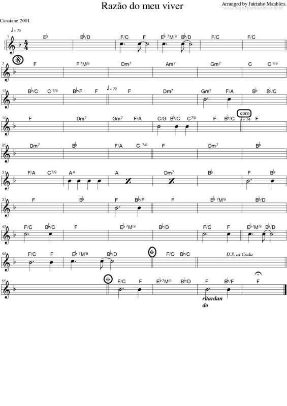 Partitura da música Aqui tem Glória