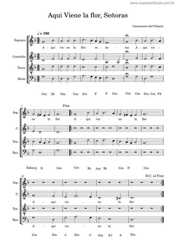 Partitura da música Aquí Viene La Flor, Señoras