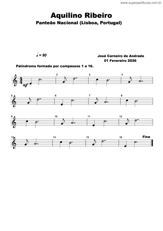 Partitura da música Aquilino Ribeiro