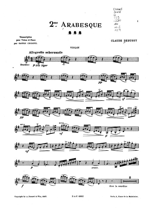 Partitura da música Arabesque No. 2