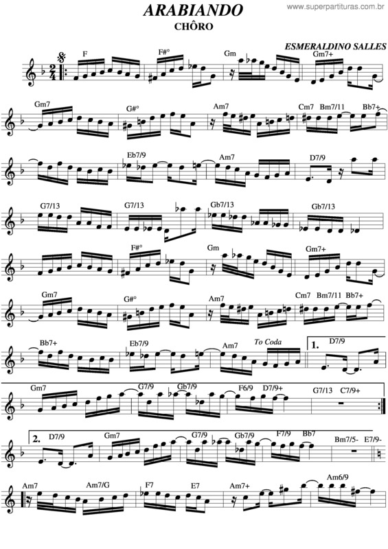 Partitura da música Arabiando