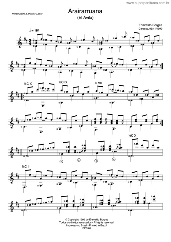 Partitura da música Arairarruana