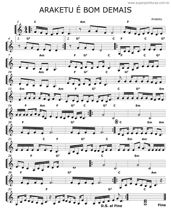 Partitura da música Araketu É Bom Demais v.2