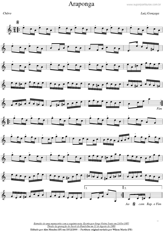 Partitura da música Araponga v.2