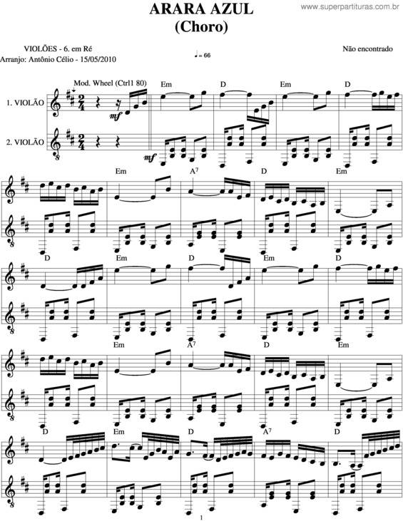 Partitura da música Arara Azul v.3