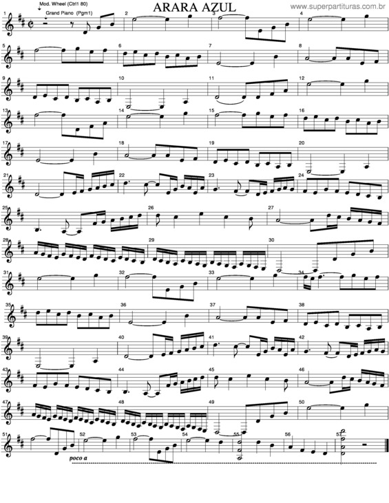 Partitura da música Arara Azul