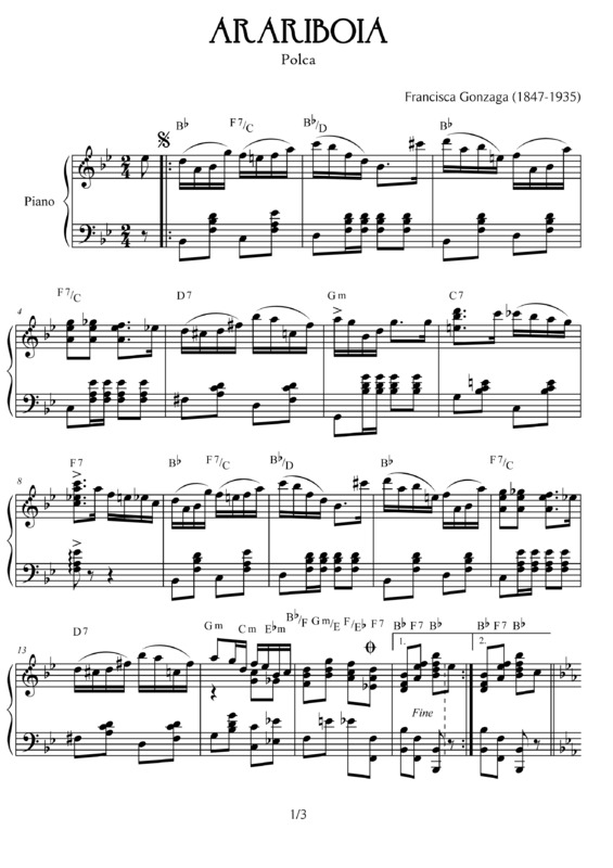 Partitura da música Arariboia v.2