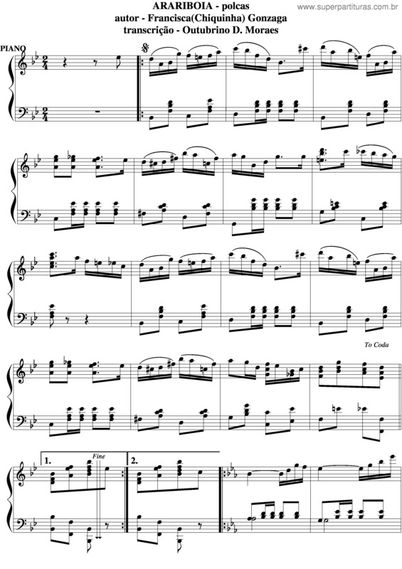 Partitura da música Arariboia