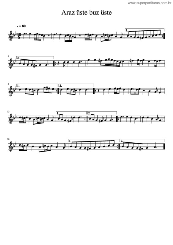 Partitura da música Araz Üste Buz Üste