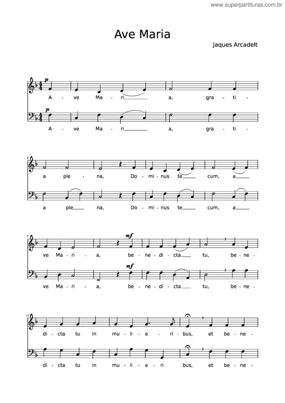 Partitura da música Arcadelt: Ave Maria