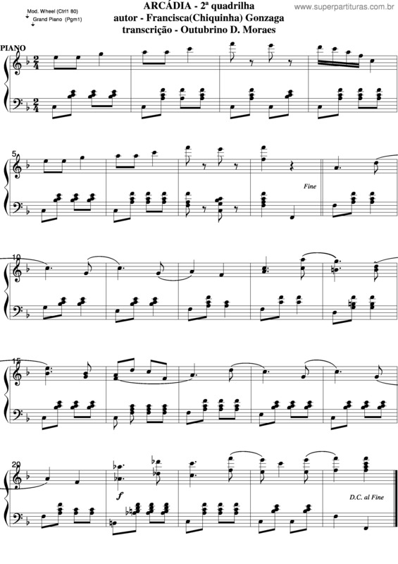 Partitura da música Arcadia v.2