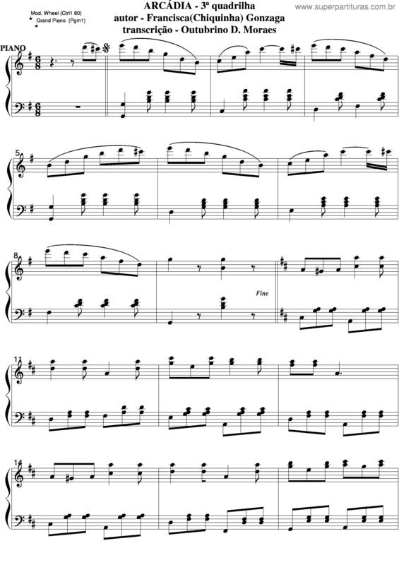 Partitura da música Arcadia v.3
